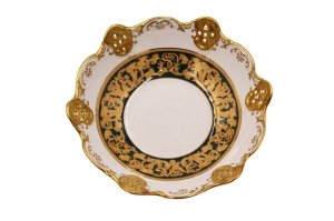 Миска на ножке глад. ажур. 17 см. Золотые вензеля арт.38116163-1793