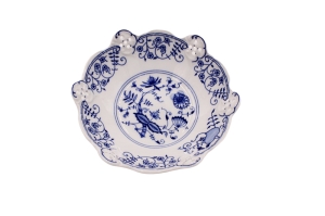 Миска на ножке глад. ажур. 17 см. Луковый рисунок арт.38116163-0055