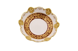 Миска на ножке глад. ажур. 17 см. Золотые вензеля арт.38116163-1803