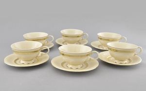 Набор чайных пар Слоновая кость 6 шт. 0.2 л. арт.07560425-1239
