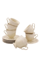 Набор чашек с блюдцем 0,15 л, (6шт). Белые узоры арт.07560414-3001