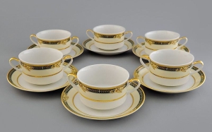 Набор чашек для супа с блюдцами 0,3 л. арт.02160673-0711