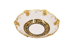 Миска на ножке глад. ажур. 23 см. Золотые вензеля арт.38116165-1793