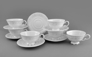 Набор (6 шт.) чашек с блюдцем 0,2 л.  Серые Узоры арт.07160425-3002