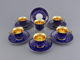 Набор чашек высоких 0,05л с прям., нож. 6шт Синий арт.13160413-C341