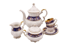 Сервиз кофейный 15 предм. на 6 персон. Синий борт