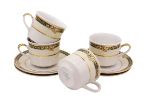 Набор чашек с блюдцем 0,20 л, (4шт). Золотые фрукты арт.02150415-0711