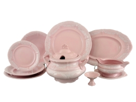 Сервиз столовый "Розовый" 25 предметов Белый Узоры арт.07262011-3001