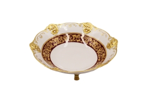 Миска на ножке глад. ажур. 23 см. Золотые вензеля арт.38116165-1803