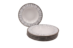 Набор тарелок глубоких 22,5 см, 6 шт. Сабина, Серый орнамент арт.02160223-1013