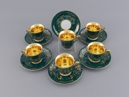 Набор чашек высоких 0,05л с прям., нож. 6шт Зеленый арт.13160413-B341