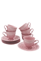 Набор чашек с блюдцем 0,15 л, (6 шт). Белые узоры арт.07260414-3001