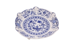 Миска на ножке глад. ажур. 23 см. Луковый рисунок арт.38116155-0055